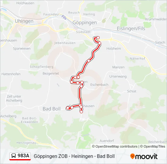 983A Bus Line Map
