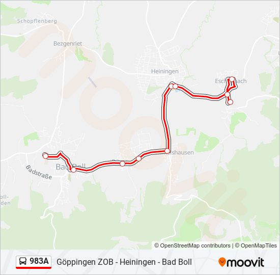 983A bus Line Map