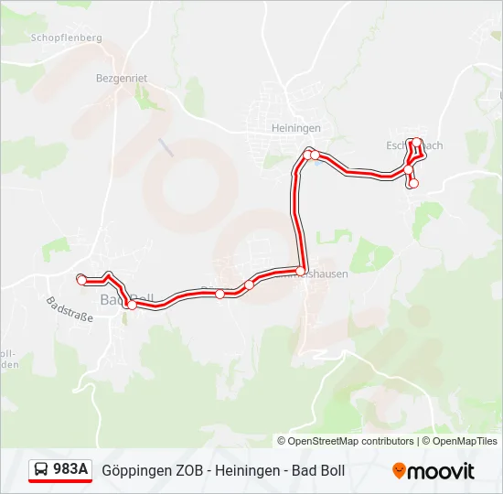 983A Bus Line Map