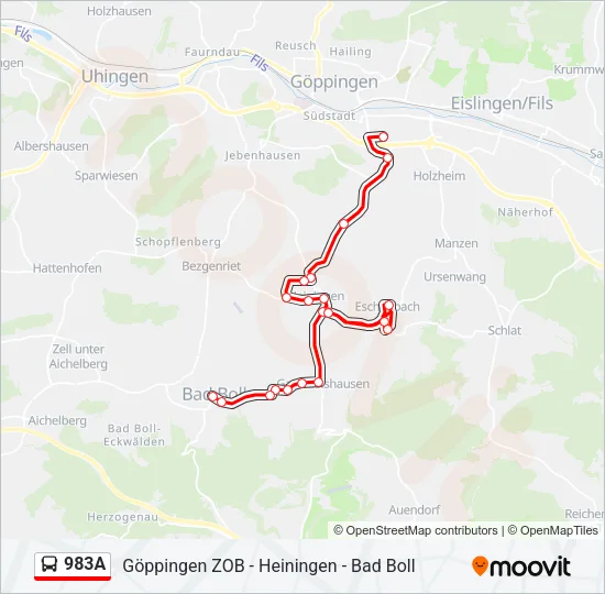 983A Bus Line Map
