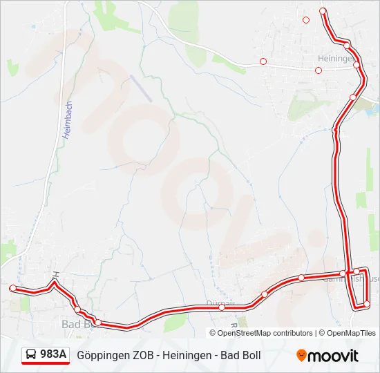 983A Bus Line Map