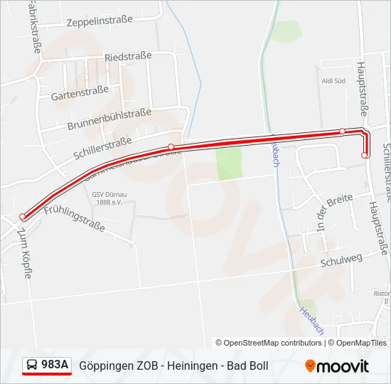 983A Bus Line Map
