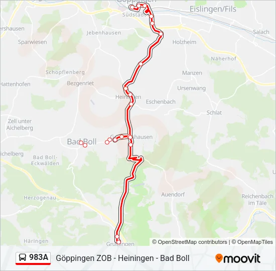 983A Bus Line Map