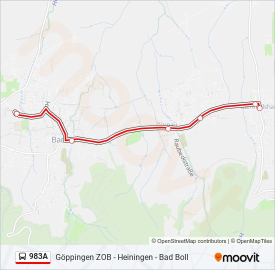 Автобус 983A: карта маршрута