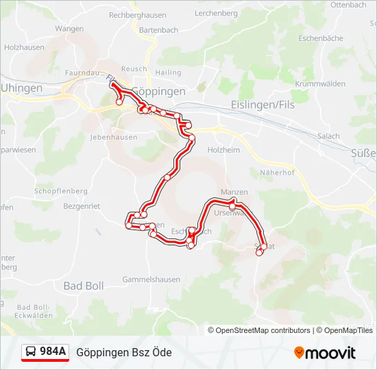 984A Bus Line Map