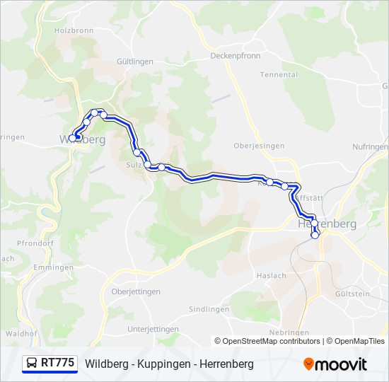 Автобус RT775: карта маршрута
