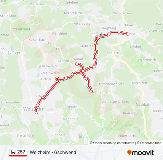 257 Bus Line Map