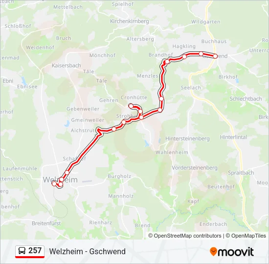 257 Bus Line Map