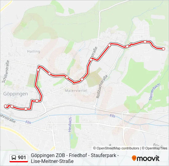 901 Bus Line Map