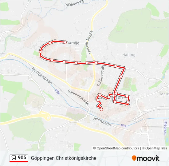 905 Bus Line Map
