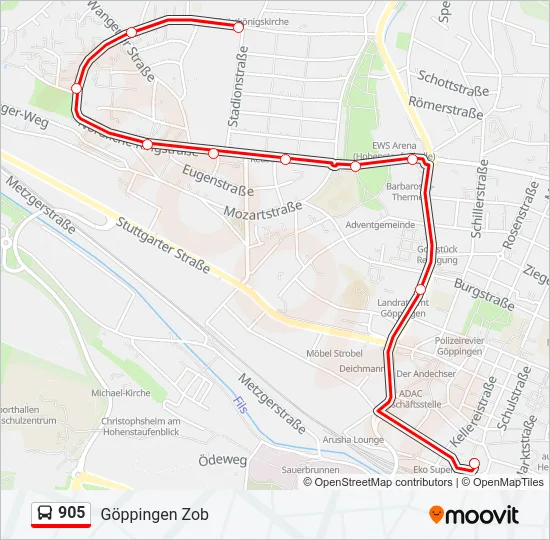 905 Bus Line Map