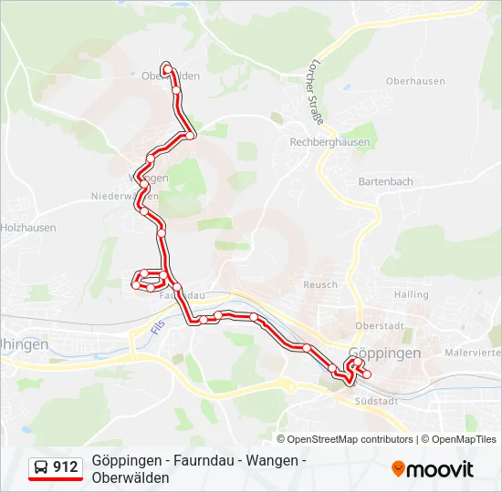 912 Bus Line Map