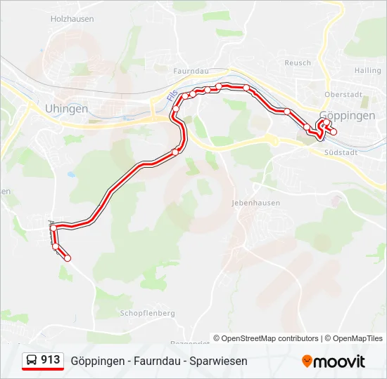 913 Bus Line Map