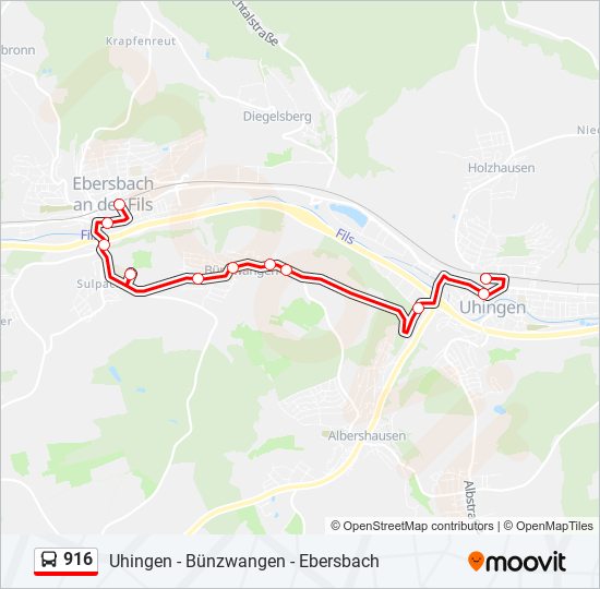 916 bus Line Map