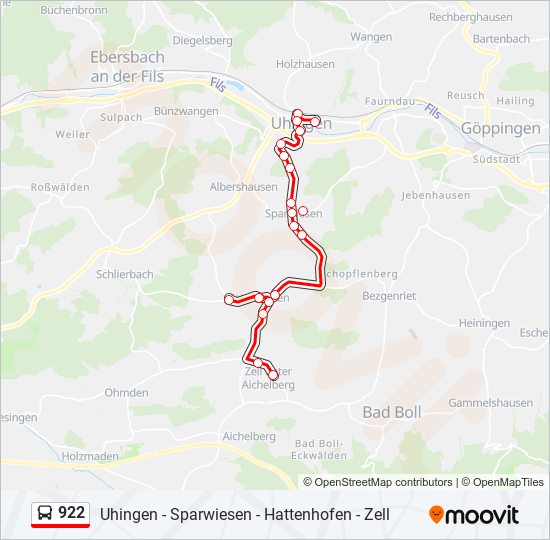 922 bus Line Map