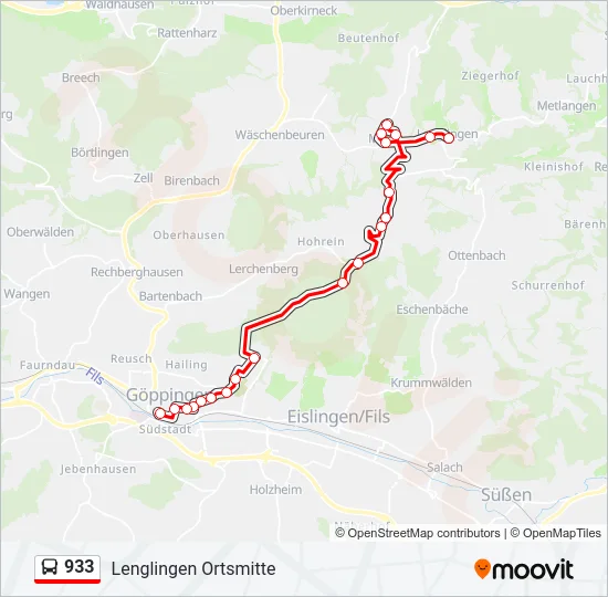 933 Bus Line Map