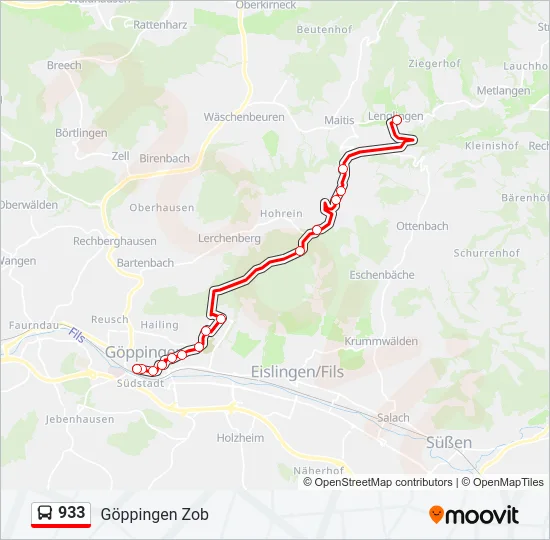 933 Bus Line Map