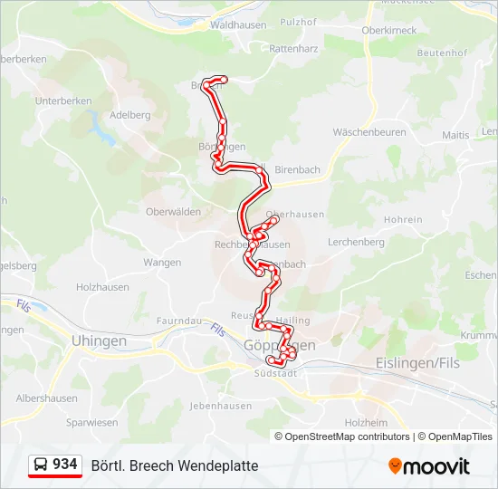 934 Bus Line Map