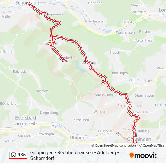 935 Bus Line Map