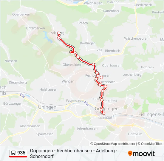 935 Bus Line Map