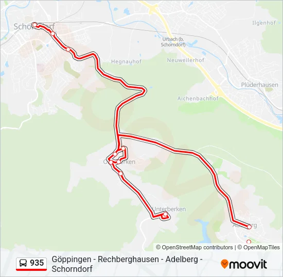 935 Bus Line Map