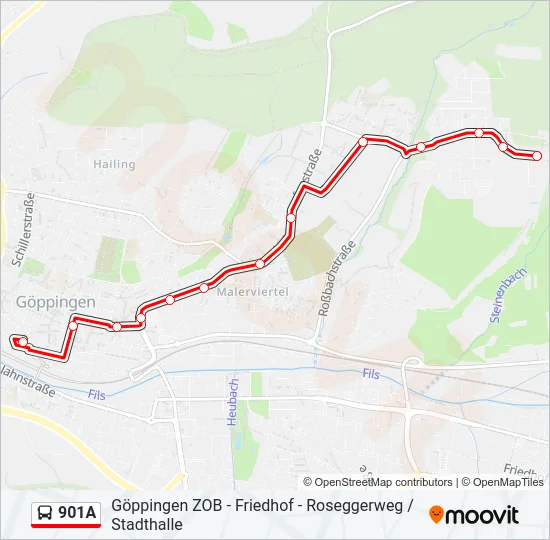 901A Bus Line Map