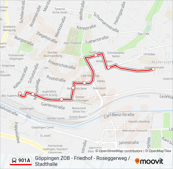 901A Bus Line Map
