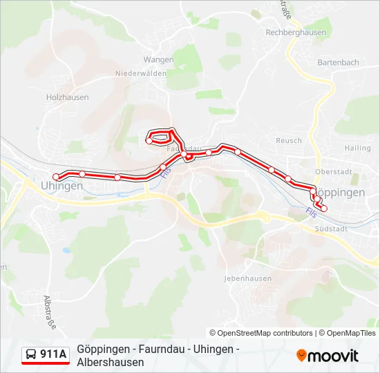 911A Bus Line Map
