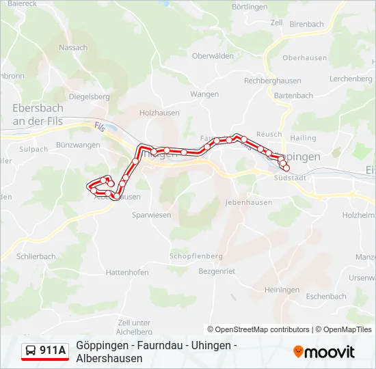 911A Bus Line Map
