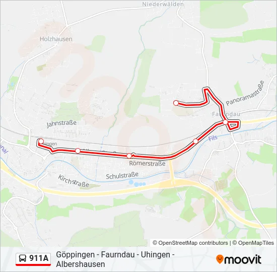 911A Bus Line Map