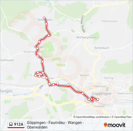 912A Bus Line Map