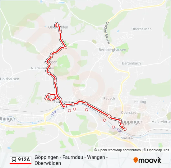 912A Bus Line Map