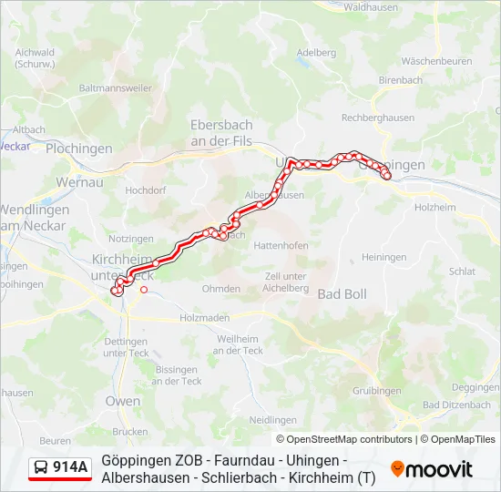 914A Bus Line Map