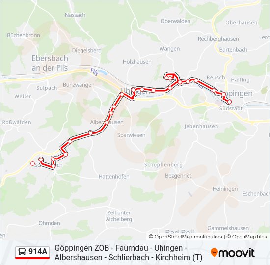 914A bus Line Map