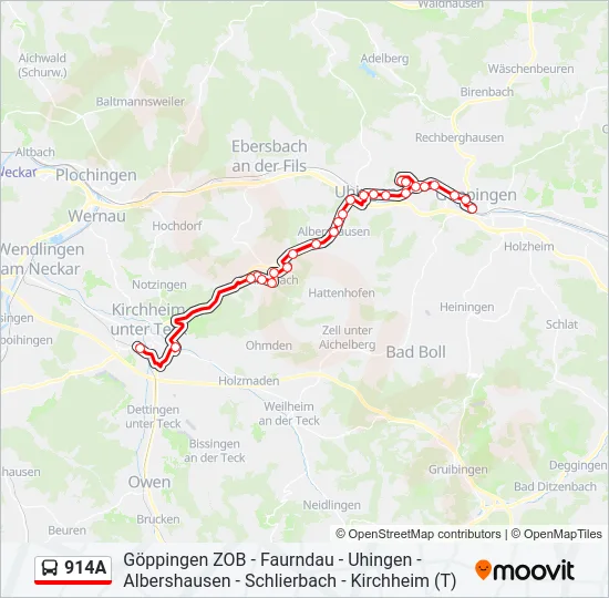 914A Bus Line Map