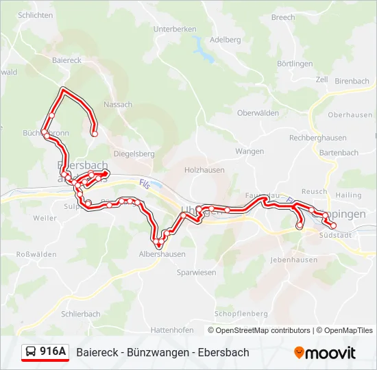 916A Bus Line Map