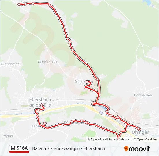 916A Bus Line Map
