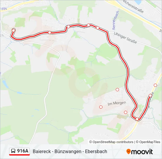 916A Bus Line Map