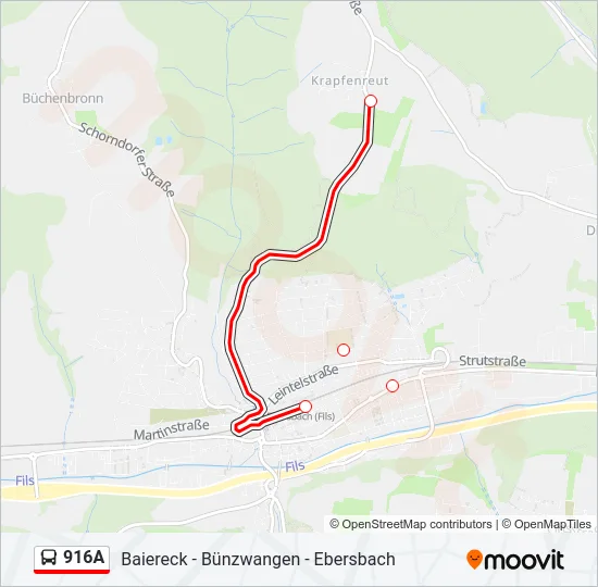 916A Bus Line Map