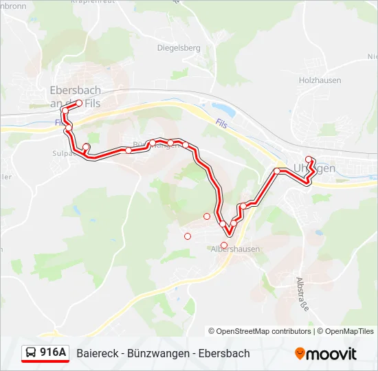 916A Bus Line Map
