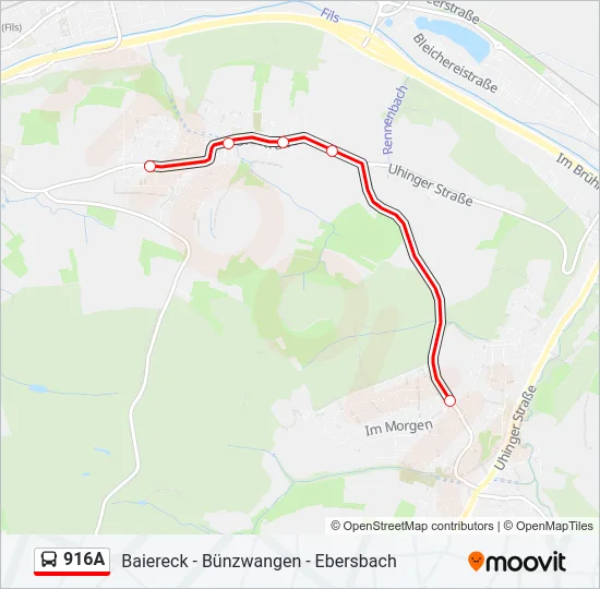916A Bus Line Map