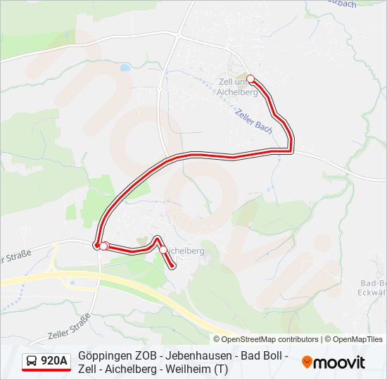 Автобус 920A: карта маршрута