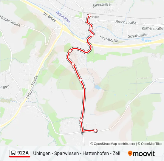 922A Bus Line Map