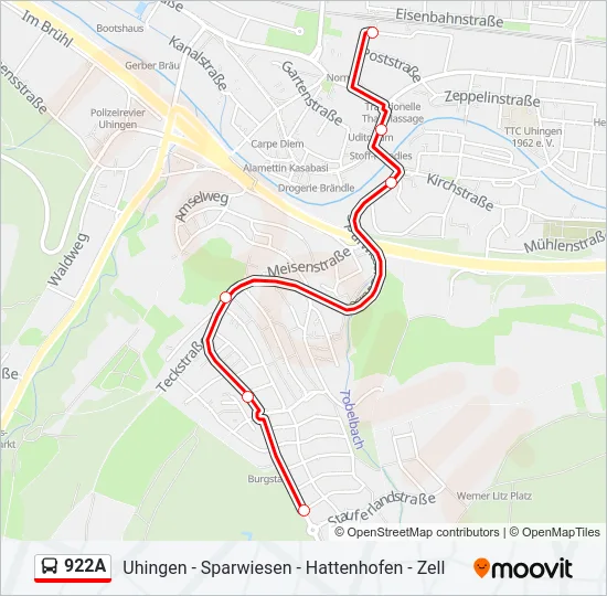 922A Bus Line Map