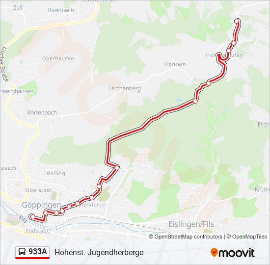 933A bus Line Map