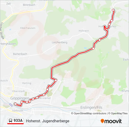 933A Bus Line Map