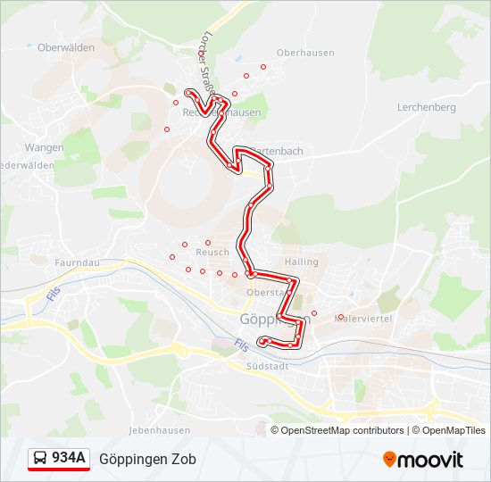 934A bus Line Map