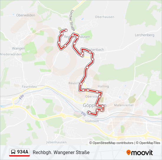 934A bus Line Map