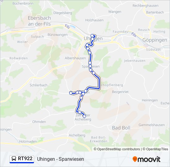 RT922 bus Line Map