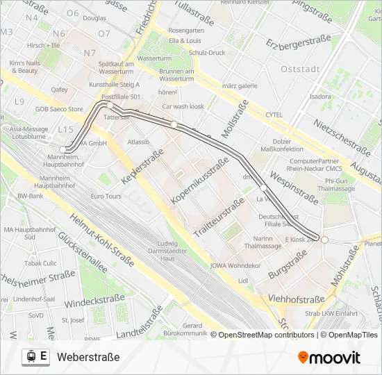 Straßenbahnlinie E Karte